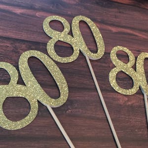 80th Birthday Decorations. 80 Centerpiece Sticks. Number 80 Table Decorations. 3 Count image 2