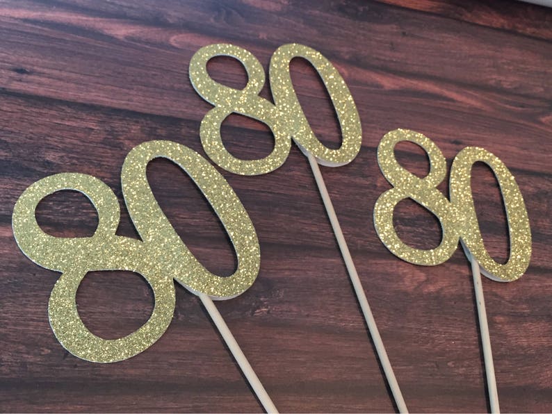 80th Birthday Decorations. 80 Centerpiece Sticks. Number 80 Table Decorations. 3 Count image 2