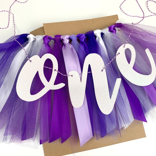 Purple Lavender and White High Chair Banner. First Birthday Banner. Smash Cake Photo Prop. 1st Birthday Photo Backdrop. One Banner.