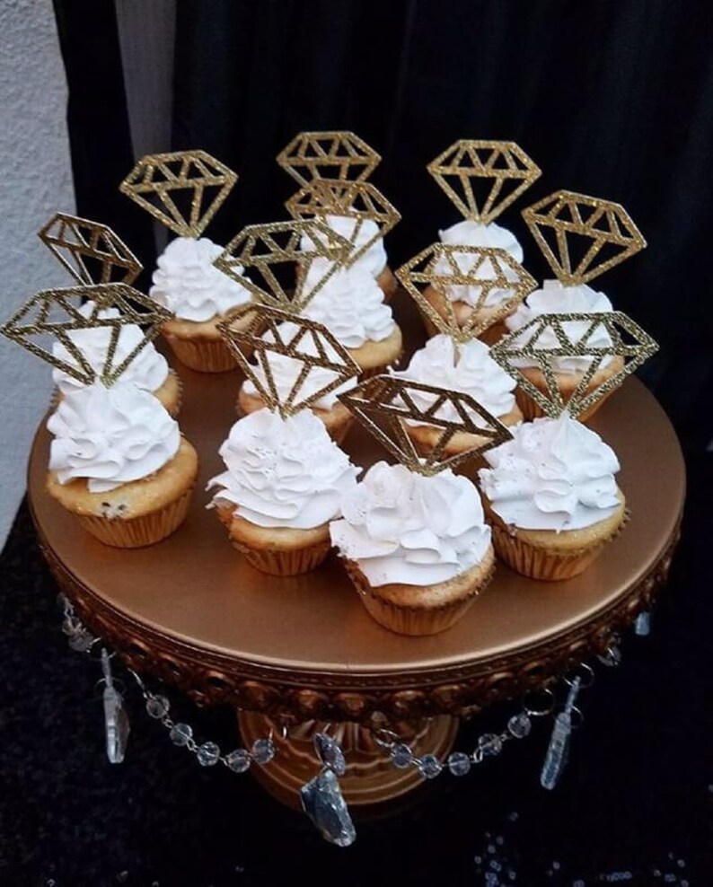 Diamond Cupcake Toppers Bridal Shower Cupcake Toppers Etsy
