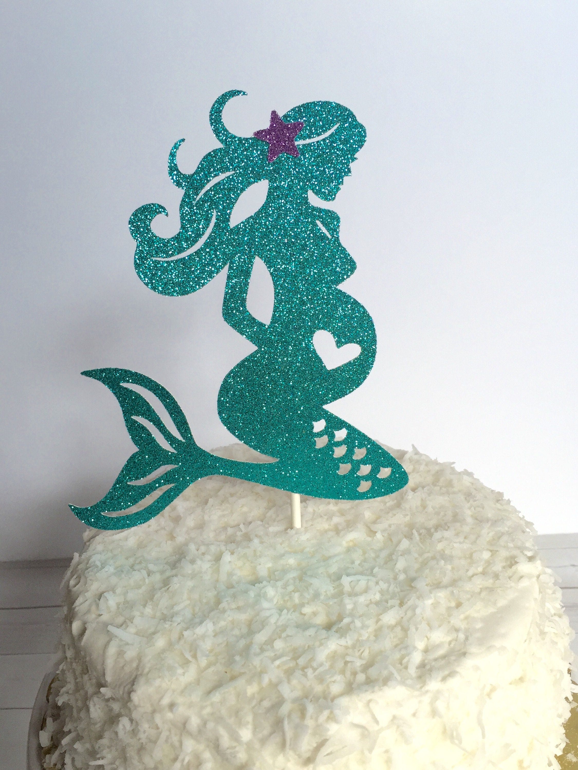 Mermaid Baby Shower Pregnant Mermaid Cake Topper Baby Etsy