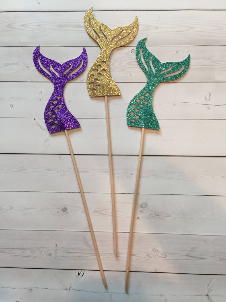 Mermaid Tail Centerpiece sticks, Mermaid Baby Shower Table Decorations, Bridal Shower Decor, Baby Centerpieces, Pregnant Mermaid Set of 3 image 6
