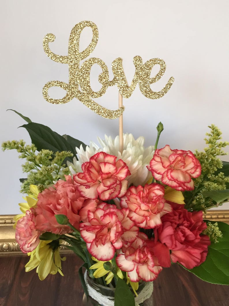 Bridal Shower Decorations Love Centerpiece Picks Bridal Etsy