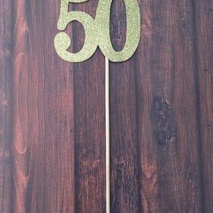 50th Birthday Decorations. Glitter 50 Centerpiece Sticks. 50th Anniversary Centerpieces. Number 50 on a Stick. 3 Count image 3