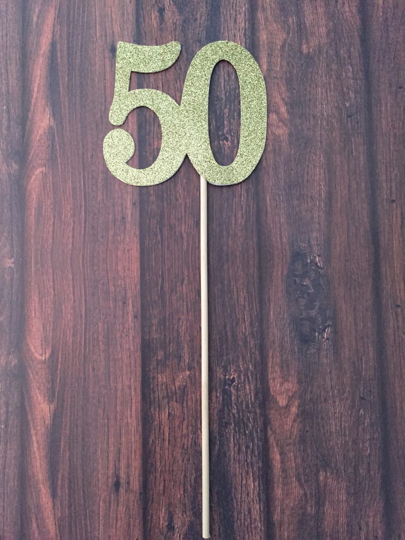 50th Birthday Decorations. Glitter 50 Centerpiece Sticks. 50th Anniversary Centerpieces. Number 50 on a Stick. 3 Count image 3