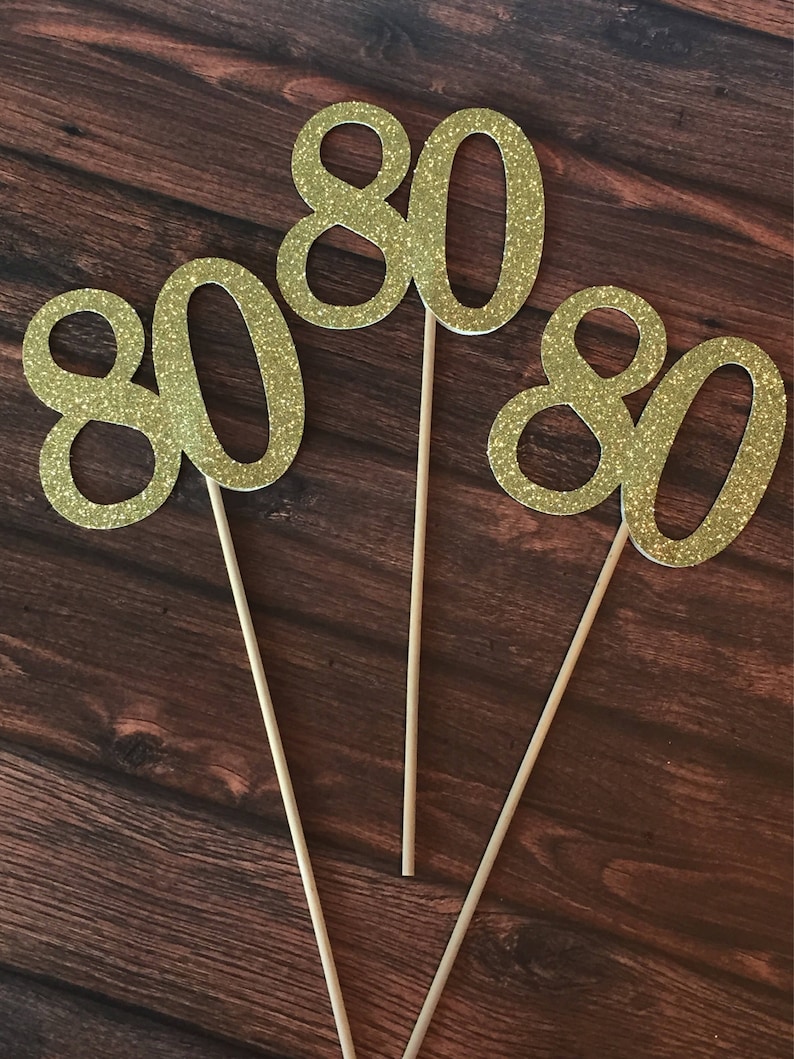 80th Birthday Decorations. 80 Centerpiece Sticks. Number 80 Table Decorations. 3 Count image 1