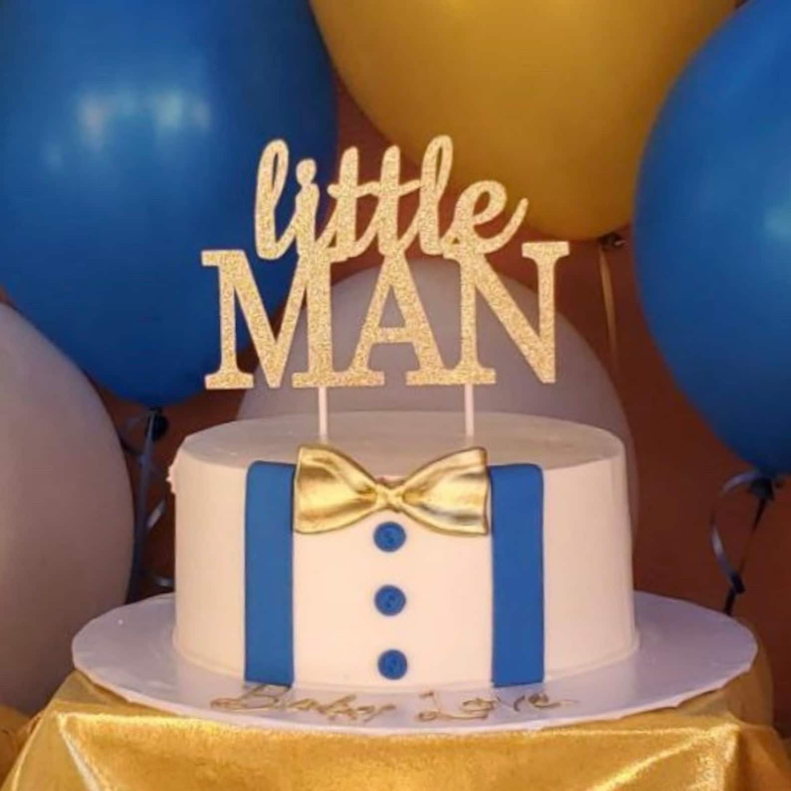 Baby Shower Cake Topper Baby Boy Cake Topper Little Man Cake Etsy