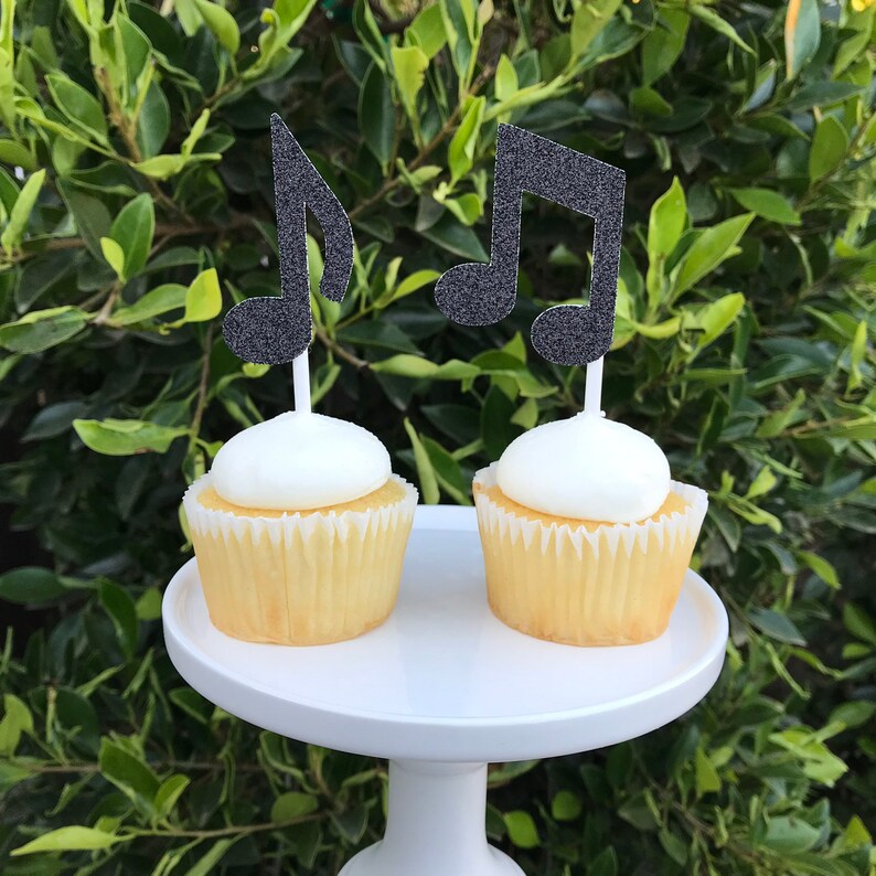 Music Note Cupcake Toppers Music Notes on a Stick Musical Etsy