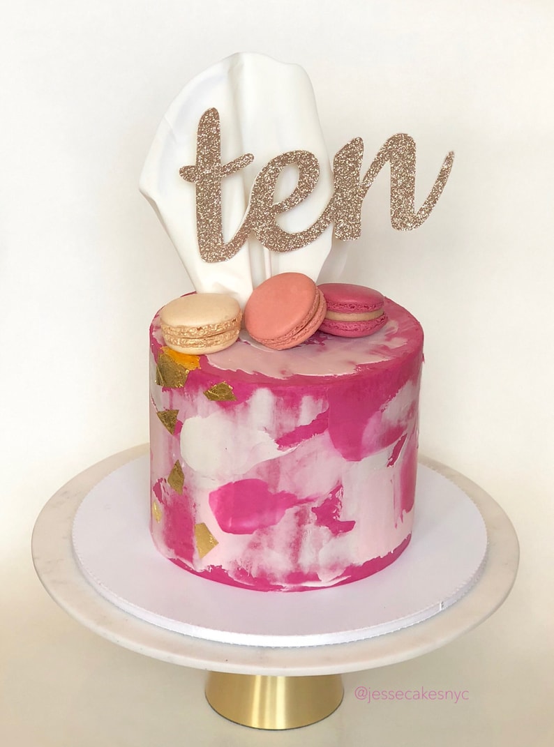 Ten Cake Topper 10th Birthday Decorations Tenth Birthday Etsy