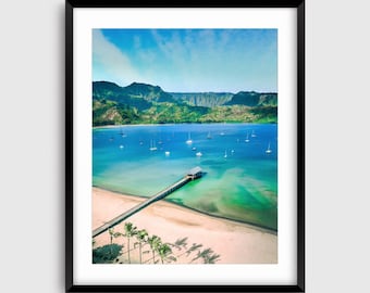 HANALEI bay, hawaii wall art, printable wall art, kauai photo print, Kauai hawaii, kauai poster, hawaii digital download
