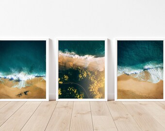beachy 3 piece print set ,GALLERY WALL SET, , kauai print, surf poster, sunrise ocean print, set of 3 prints ,surf wall art, coastal decor,