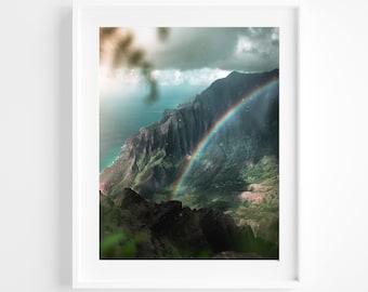 KALALAU VALLY KAUAI, print, framed, Kauai art, surfboard wall art, tropical wall art, na'pali coast