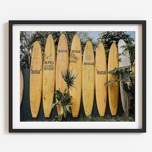 Surf Board Decor, surfboard prints, Surf Board Wall Art, Surf Poster, Life Guarding, Kauai Photo Print
