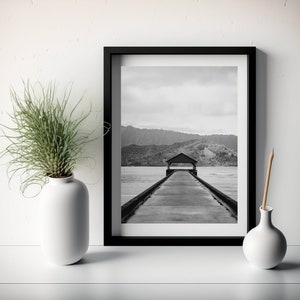 Kauai Photo Print, Black And White, Hanalei Bay, Hawaii Art Print, Kauai Poster, Kauai Photography, Napali Coast