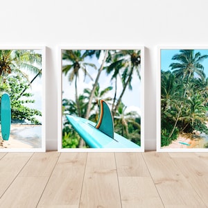 Aerial surf print, Costal wall art, large surf print, kauai print, beach house gallery, set of 3 prints, Three piece wall art