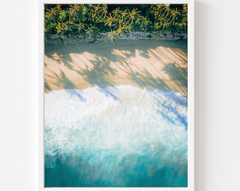 Ocean Art Print, Surfboard Wall Art, Modern Beach Print, Ocean Printable, Ocean Aerial Photo, Aerial Beach Photo, Waves Print