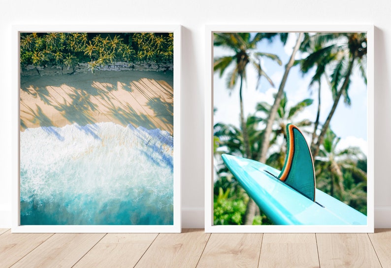 Set of 2 Prints, Palm Tree Poster, Boho Tropical Art, Coastal Print Set, tropical aesthetic, Boho Coastal Art, Summer Wall Art Set,