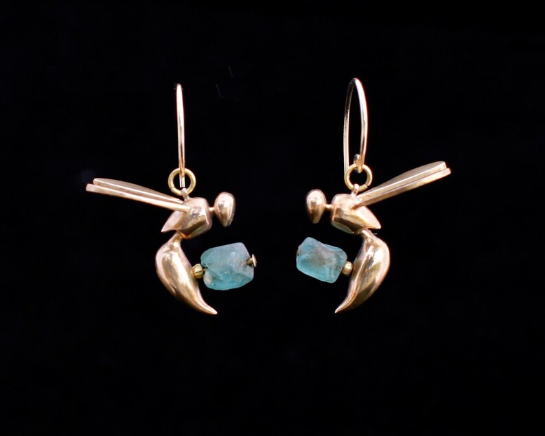 APOCRITA earrings : bronze wasp earrings with apatite image 1