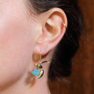APOCRITA earrings : bronze wasp earrings with apatite image 3