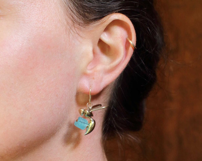APOCRITA earrings : bronze wasp earrings with apatite image 3