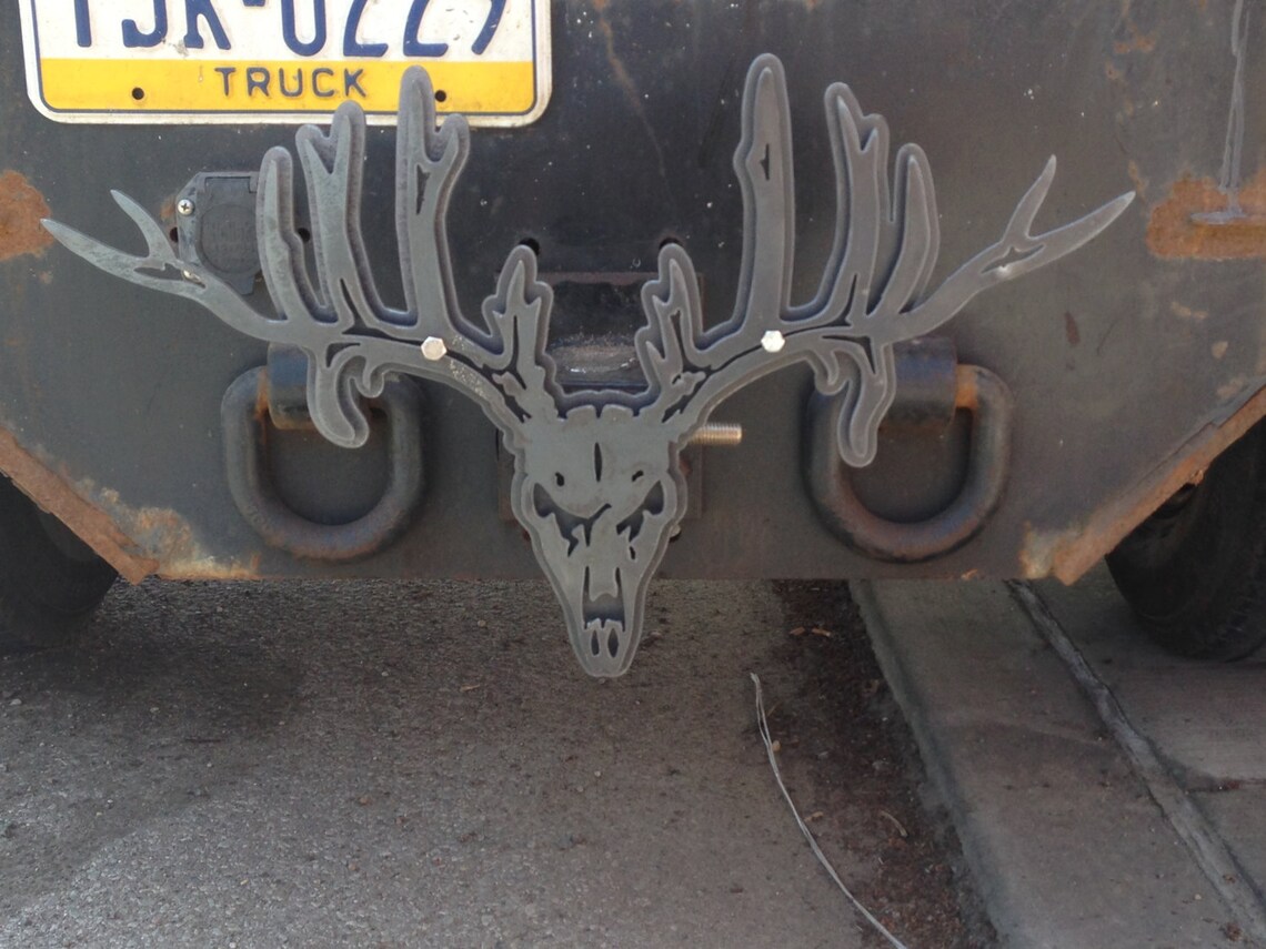 Deer skull hitch cover Etsy
