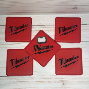 Milwaukee engraved Leatherette coasters