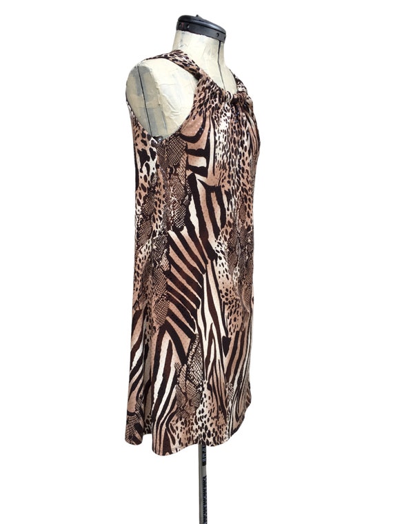 80s MSK A-Line Animal Print Midi Dress Size M Vin… - image 7