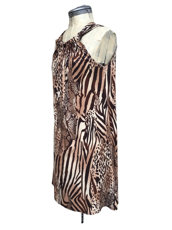 80s MSK A-Line Animal Print Midi Dress Size M Vin… - image 9