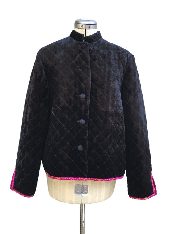 Vintage Reversible Asian Jacket Size L/XL Quilted Black Velvet and Shiny Gold Embroidered Pink Satin 80s 90s - Etsy Vintage Reversible Asian Jacket Size L/XL Quilted Black Velvet and Shiny Gold Embroidered Pink Satin 80s 90s - Etsy
