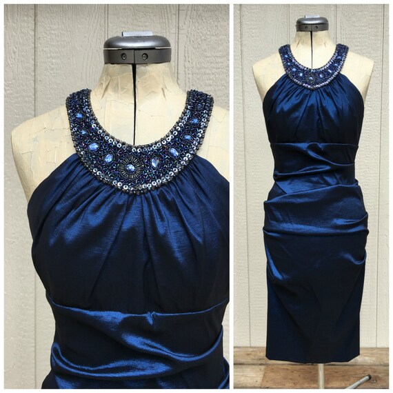 blue 80s prom dress