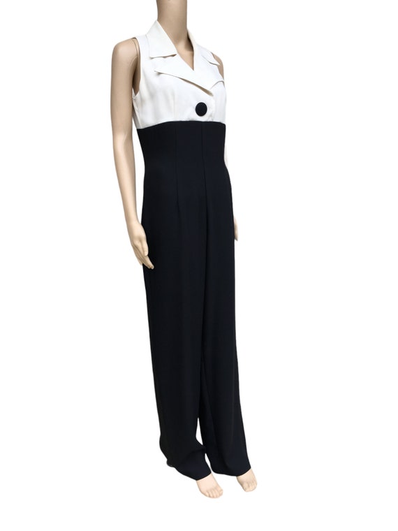 80s Sleeveless Empire Waist Jumpsuit Size S-M Vin… - image 5