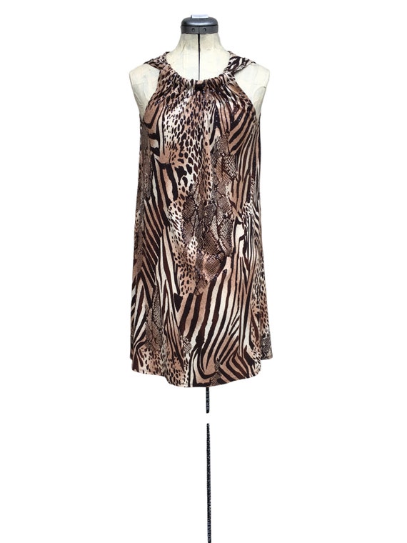 80s MSK A-Line Animal Print Midi Dress Size M Vin… - image 5