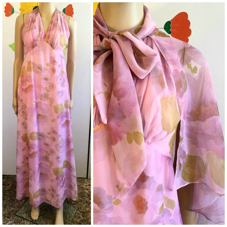 Floral Cold Shoulder Navy Blue Pink BoHo Maxi Long Dress S M