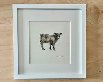 PRINT Minimalist Art, Baby Calf, Watercolor