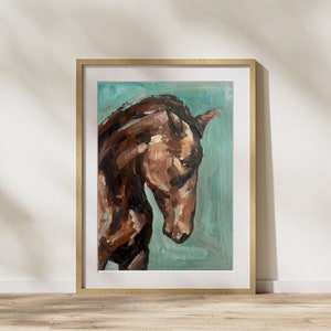 Head Down Horse Art Print | Equestrian Acrylic Painting | Rustic Western Decor | Equine Wall Art for Farmhouse