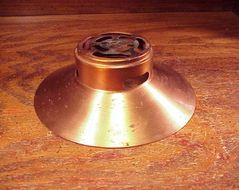 Vintage Retro Rustic Worn Copper Tone Metal Small Candle or Lamp Shade Part, Flatter Shaped, Lamp Making, Baruda International, Gardena, CA
