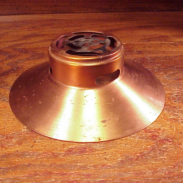 Vintage Retro Rustic Worn Copper Tone Metal Small Candle or Lamp Shade Part, Flatter Shaped, Lamp Making, Baruda International, Gardena, CA