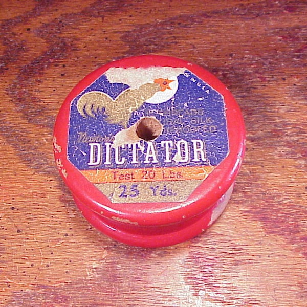 Vintage Rustic Worn Dictator Empty Red Wooden Fishing Line  Spool, Collectable, Shelf Display, Man Cave Decor, Wood, Old