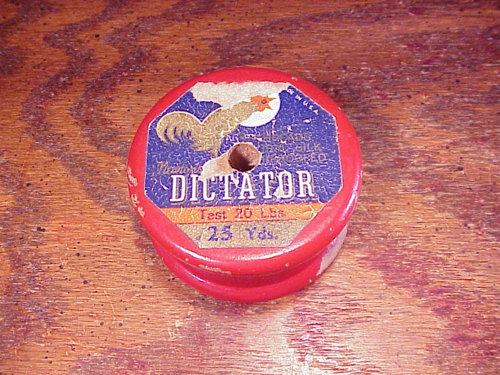 Vintage Rustic Worn Dictator Empty Red Wooden Fishing Line Spool,  Collectable, Shelf Display, Man Cave Decor, Wood, Old 