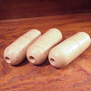 Lot of 3 Vintage Weathered Plastic Small Commercial Fishing Floats, 5 Inches Long, Beige, Astoria, Oregon, Beach Nautical, Home Decor