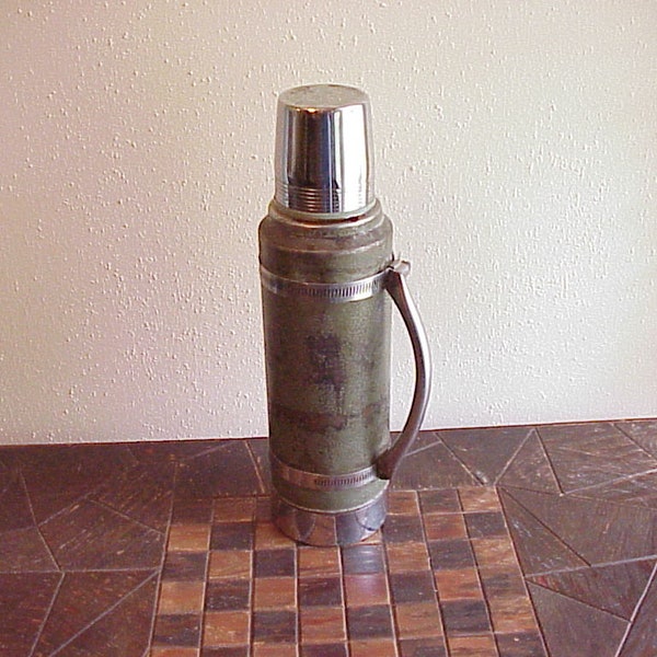 Old Vintage Funky Rustic Rusty Aladdin Thermos with Attached Handle, Non-Functioning, Conversation Piece, Man Cave, Home Decor, Old