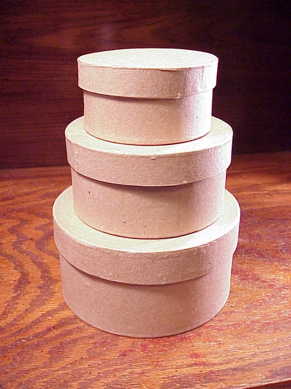 Darice 3 Piece Set of Small Round Nesting Paper Mache Boxes, With 4, 5, 6  Inch Diameters, No. 2849-04, New and Sealed, Craft Material 