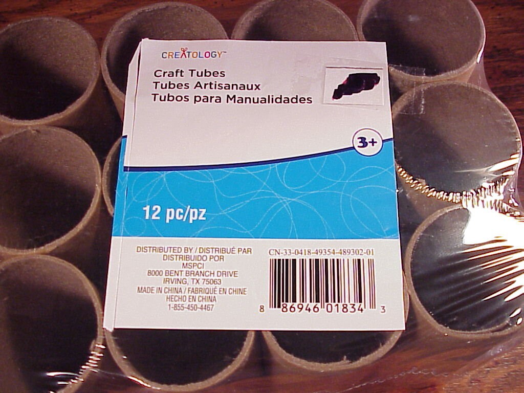 Pack of 12 Craft Thick Cardboard Tubes, New and Sealed, Creatology