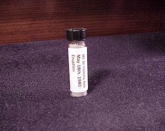 Glass Vial of Mt St Helens Volcanic Ash from the May 18th, 1980 Eruption, Washington Souvenir, Sample, Specimen, 1980's, WA, Science Fair