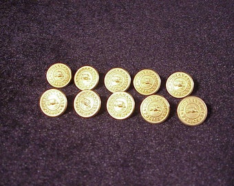 Lot of 10 Vintage Indianapolis Police Gold Tone Metal Uniform Buttons, Indiana, Cufflink Material, Craft, Jewelry Making, 1970's, Old