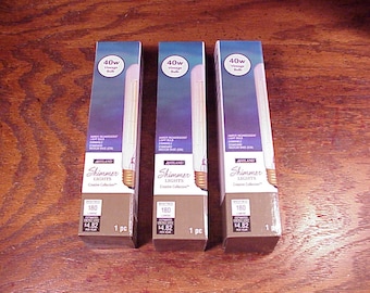 Lot of 3 Ashland Shimmer Lights 40w Amber Vintage Style Long Incandescent New Light Bulbs, Craft Supply, Material, Lamp Making