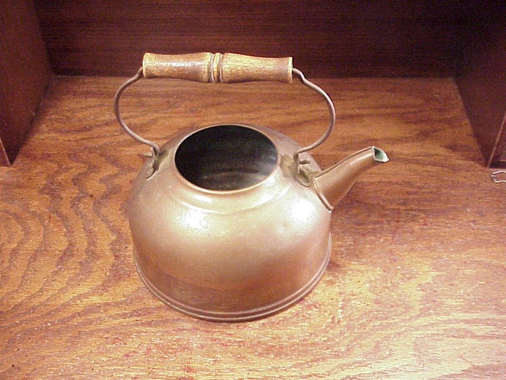 Vintage Copper and Brass Revere Tea Kettle Old Copper Tea Kettle Large  Copper Tea Kettle Primitive Copper Tea Kettle 128 Ounces 