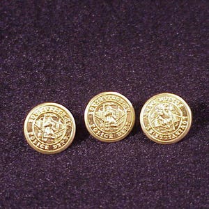 Lot of 3 Vintage Louisville Kentucky Police Department Gold Tone Metal Uniform Buttons, Cufflink Making, Jewelry Materials, Old, Sewing, KY