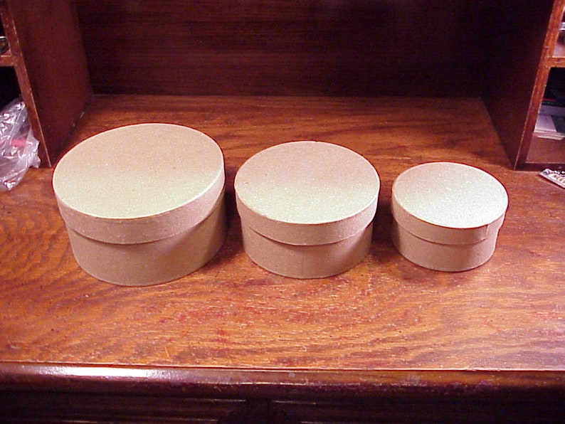 3 Piece Set of Round Nesting Paper Mache Boxes With 4 5 6 Etsy