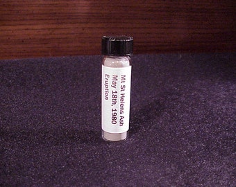 Glass Vial of Mt St Helens Volcanic Ash from the May 18th, 1980 Eruption, Washington Souvenir, Sample, Specimen, 1980's, WA, Science Fair